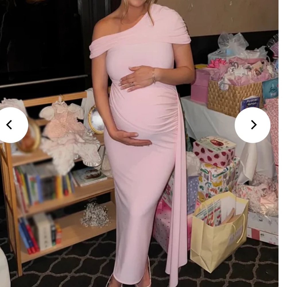 Elegant Pink Off-Shoulder Maternity Dress
